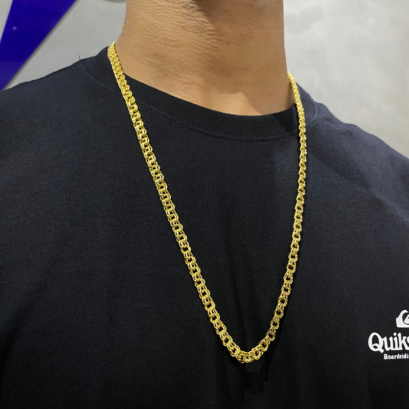 Corrente Grumet Trançada Banhada a ouro 18k