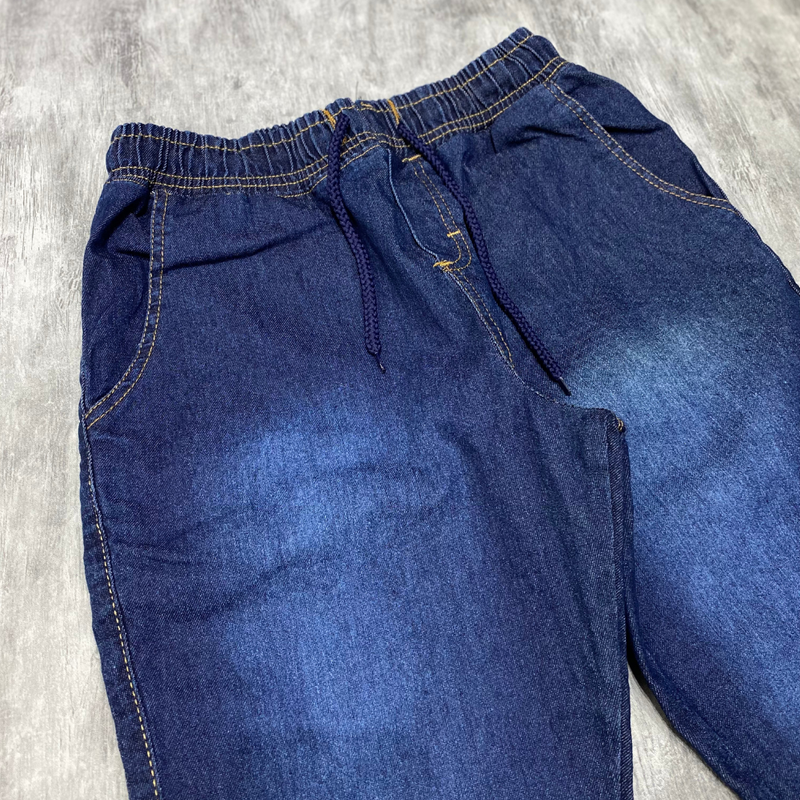 Calça Jogger Com Punho Jeans escuro