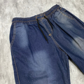 Calça Jogger Com Punho Jeans escuro
