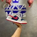 Tênis Nk Dunk Low - Cinza, Azul e Vermelho
